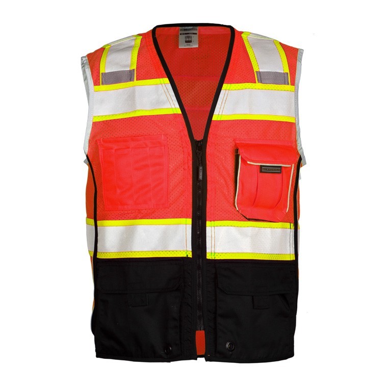 Ml Kishigo 1715 Fluorescent Red Black Bottom Safety Vest 1 Equipment Direct 