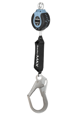 FallTech 82709SA3 DuraTech Max 9ft Single Leg Web Self-Retracting Device with Swivel Eye & Steel Rebar Hook