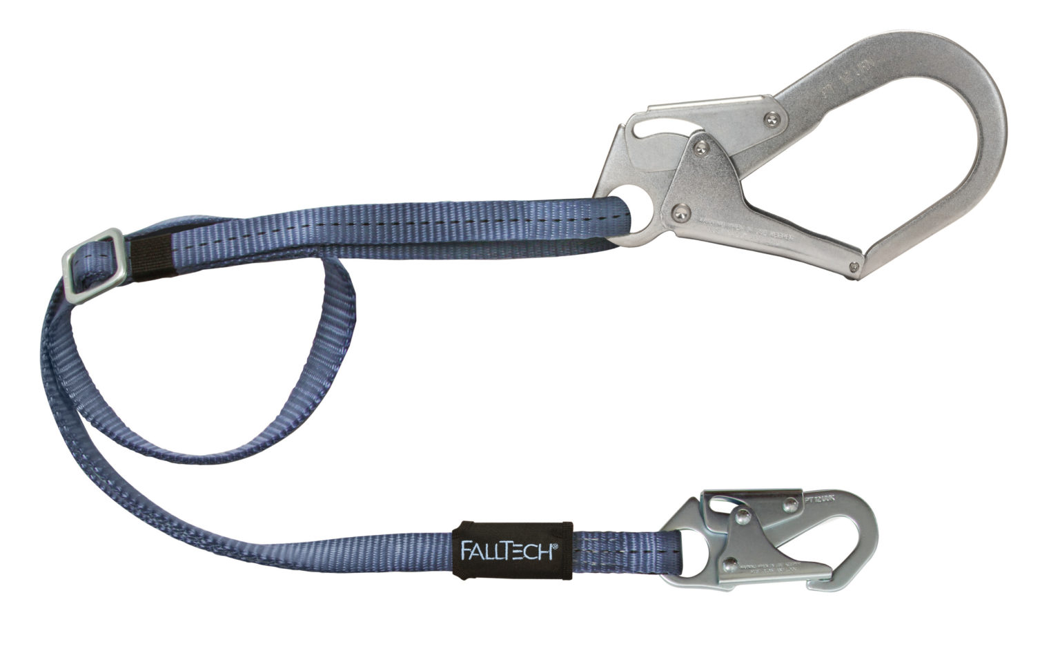 FallTech 82093 4â² to 6â² Adjustable Leg Restraint Lanyard with 1 Snap Hook and 1 Rebar Hook 